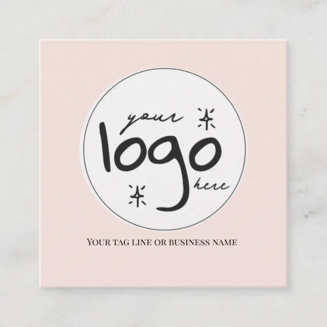 QR Code Logo Modern Simple Blush Square Business Card | Zazzle