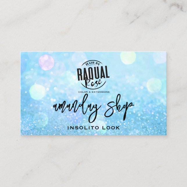 QR Code Logo Online Shop  Holograph Oceanic Blue  Business Card (Front)