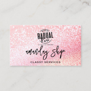 QR Code Logo Online Shop Pink Glitter Business Card