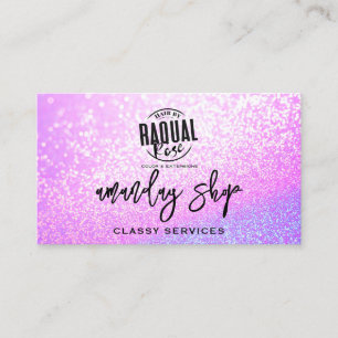 QR Code Logo Online Shop Pink Light Glitter Business Card