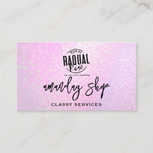 QR Code Logo Online Shop Unique Pink Glitter  Business Card