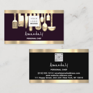 QR CODE Logo Personal Chef Cooking Restaurant Business Card