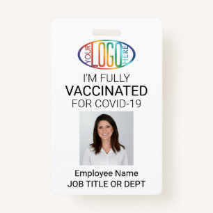 QR Code Logo Photo Employee ID Covid Vaccine Pass ID Badge
