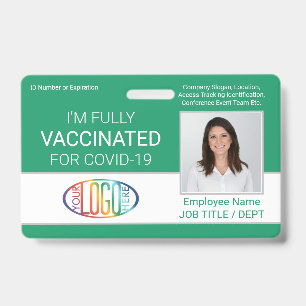 QR Code Logo Photo Employee ID Vaccine Pass Green Badge