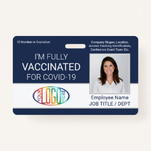 QR Code Logo Photo Employee ID Vaccine Pass Navy ID Badge
