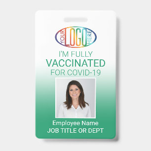 QR Code Logo Photo ID Covid Vaccine Pass Green Badge
