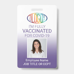 QR Code Logo Photo ID Covid Vaccine Pass Purple Badge