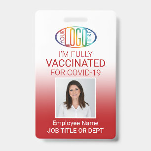 QR Code Logo Photo ID Covid Vaccine Pass Red Badge