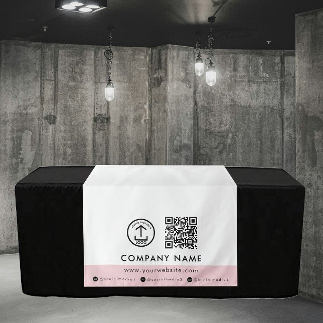 QR Code Logo Pink Vendor Event Expo Table Runner Tapestry (QR Code Logo Pink Vendor Event Expo Table Runner Tapestry)