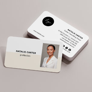 QR CODE Logo Professional Photo Portrait IVORY Business Card