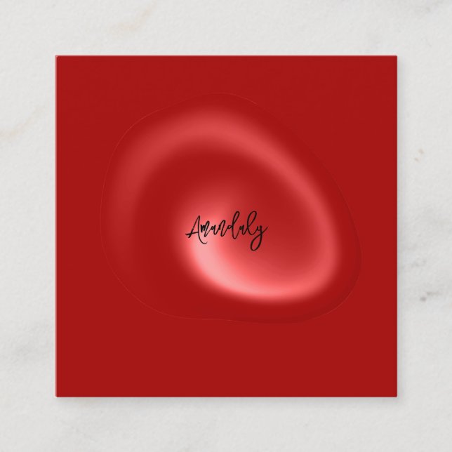 QR Code Logo Red Abstract Modern Minimalism Square Business Card (Front)