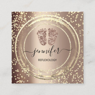 QR Code Logo Reflexology Massage Feet Rose Gold Square Business Card