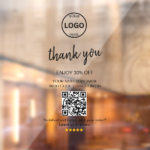 Qr Code Logo Thank you Discount Leave us Review