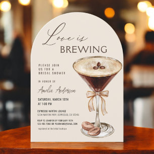 QR Code Love is Brewing Espresso Martini  Invitation