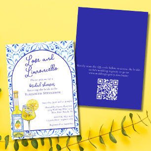 QR Code Love & Limoncello Italian Bridal Shower  Invitation