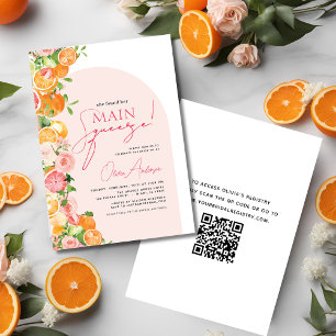 QR Code Main Squeeze Citrus Bridal Shower Invitation