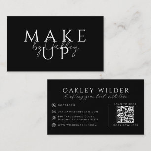 QR Code Makeup Artist Black Business Card