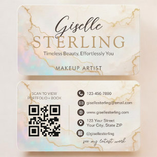 QR Code Makeup Artist Opal Stone Business Card