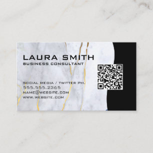 QR Code / Marble Blue Gold Business Card