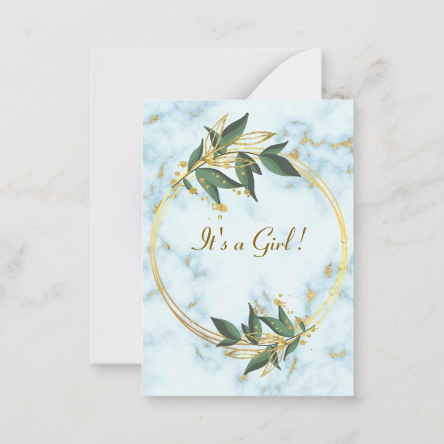 QR Code Marble Gold Baby Girl Shower Invitation (Back)