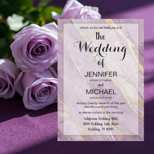 QR Code Marble   Purple Modern Luxury Wedding Invitation