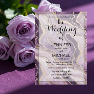 QR Code Marble   Purple Modern Luxury Wedding Invitation