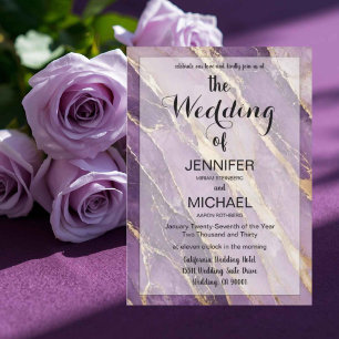 QR Code Marble   Purple Modern Luxury Wedding Invitation
