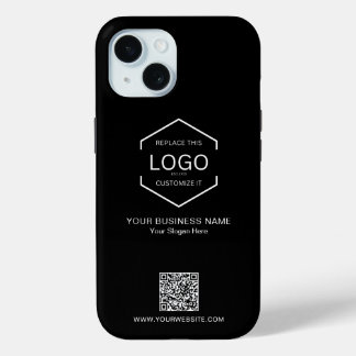 QR Code Marketing Company Logo Black iPhone 15 Case