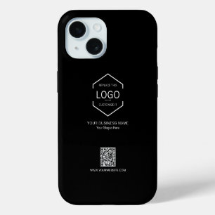 QR Code Marketing Company Logo Black iPhone 15 Case
