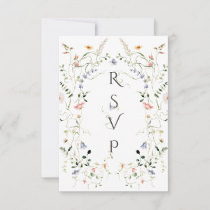 QR Code Meadow Wildflower Rustic Photo Wedding RSVP Card