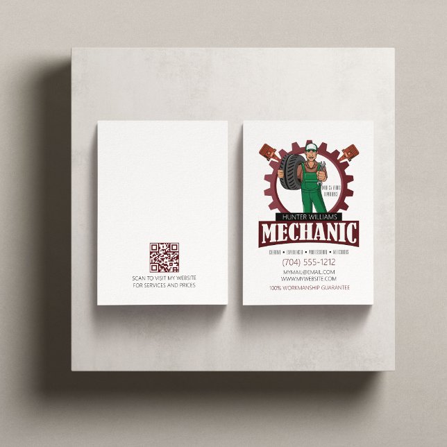 QR Code Mechanic Auto Repair Maintenance Steel Business Card (Creator Uploaded)