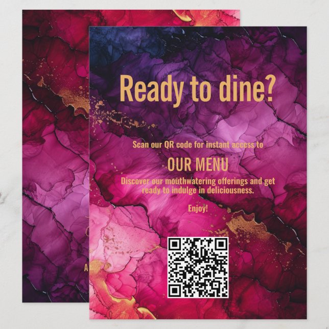 QR code menu Celestial Elegance Marble  (Front/Back)