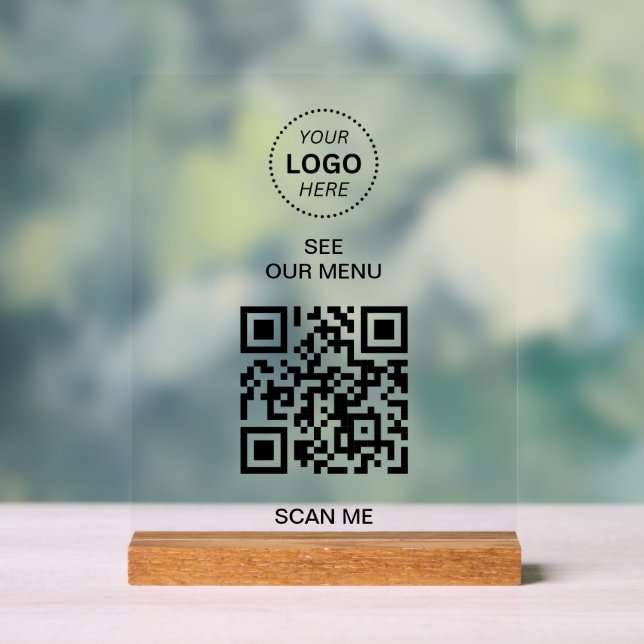 QR Code Menu | Create Your Own Contactless Modern Acrylic Sign (Neutral)