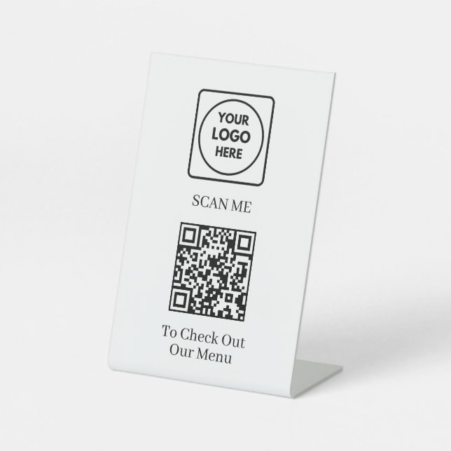 QR Code Menu | Custom Contactless Business Display Pedestal Sign (Front)