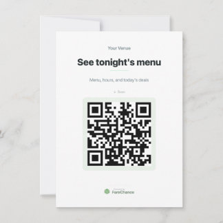QR Code Menu Insert Card for Restaurants, Custom 4