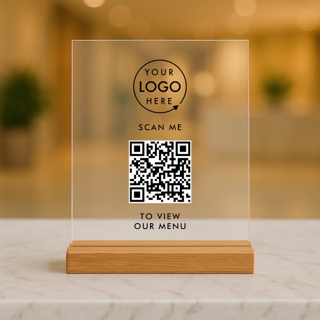 QR Code Menu | Logo Contactless Modern Acrylic Sign (Creator Uploaded)