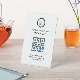QR Code Menu Logo Contactless Modern Pedestal Si Pedestal Sign