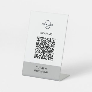 QR Code Menu Logo Contactless Modern Pedestal Si Sign