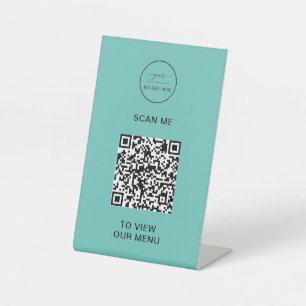 QR Code Menu Logo Contactless Modern Pedestal Si Sign