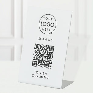 QR Code Menu   Logo Contactless Modern Pedestal Sign
