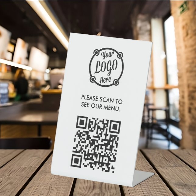 QR Code Menu Logo Contactless Modern restaurant Pedestal Sign (Creator Uploaded)