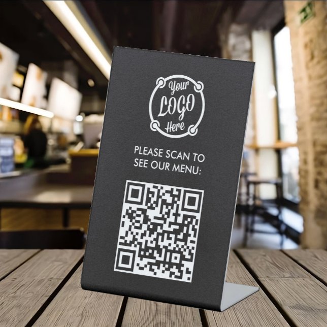 QR Code Menu Logo Contactless Modern restaurant Pedestal Sign (Creator Uploaded)