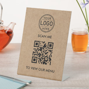 QR Code Menu Logo Modern Pedestal Sign