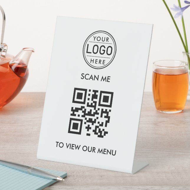 QR Code Menu Logo Modern Pedestal Sign (In SItu)