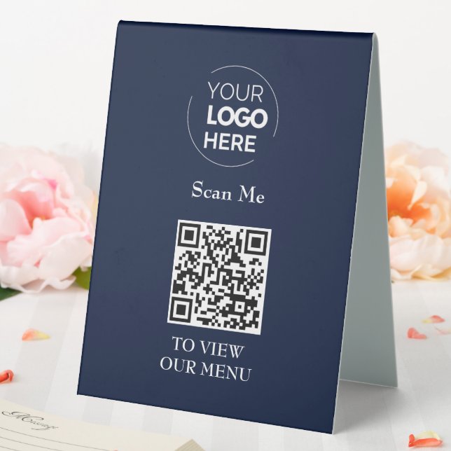 QR Code Menu | Logo Navy Blue Contactless Modern (In SItu (Wedding))