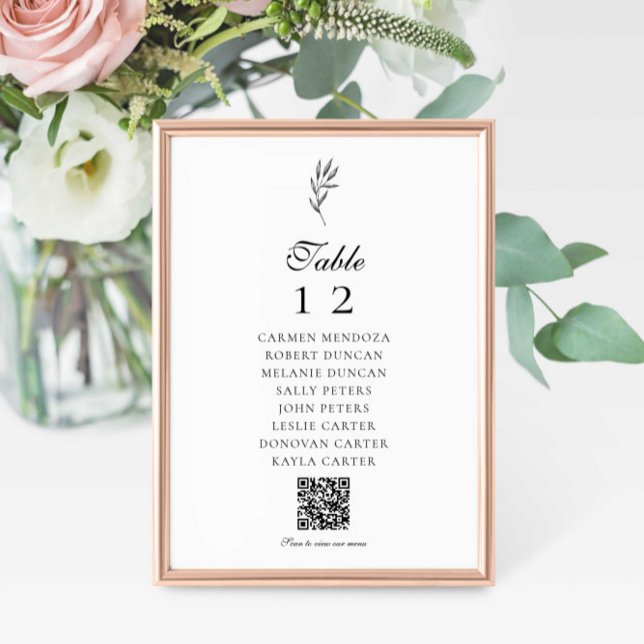 QR Code Menu Minimal Elegant Seating Chart Wedding (Creator Uploaded)