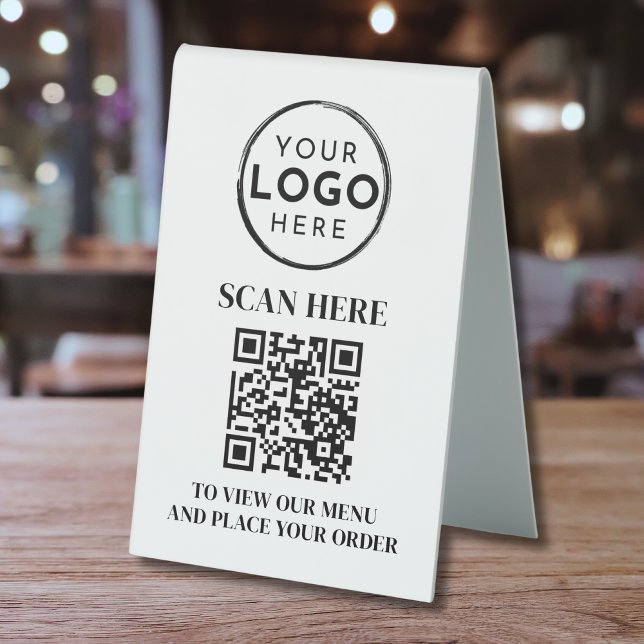 QR Code Menu Modern Contactless Logo (QR Code Menu Modern Contactless Logo Table Tent Sign)