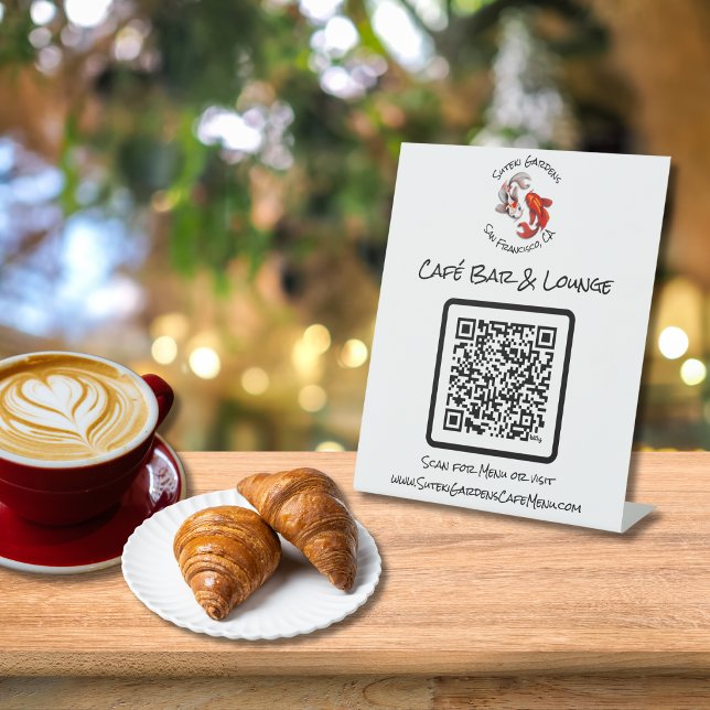 QR Code Menu Pedestal Sign | Yin Yang Koi Fish (Creator Uploaded)