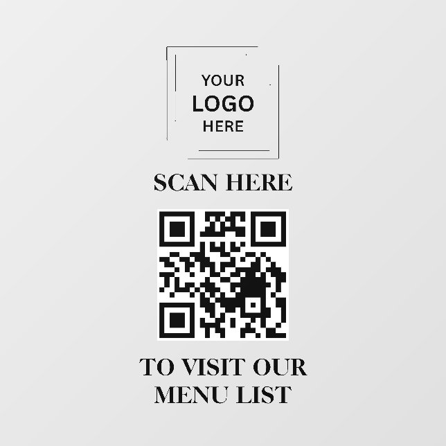 QR Code Menu Vinyl Window Cling Sign (Sheet)