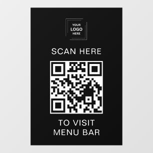 QR Code Menu Vinyl Window Cling Sign